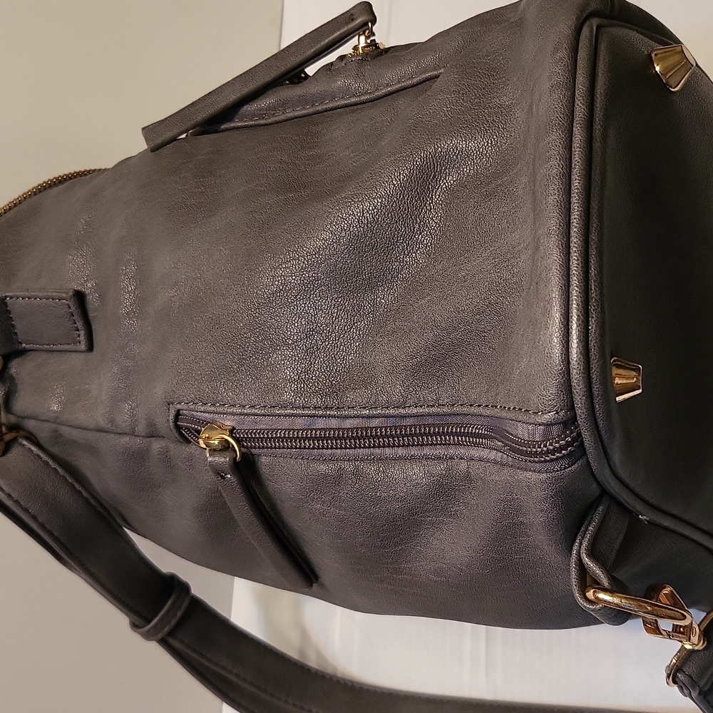 MMS Katie Womens Grey Convertible Shoulder Faux Vegan Leather Backpack - Picture 7 of 13